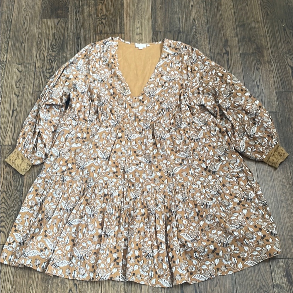 Anthropologie Brown Floral Mini Dress